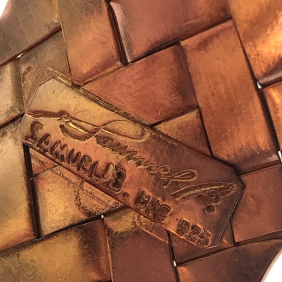 Sterling silver,Rose gold woven cuff bracelet. - Picture 5 of 7